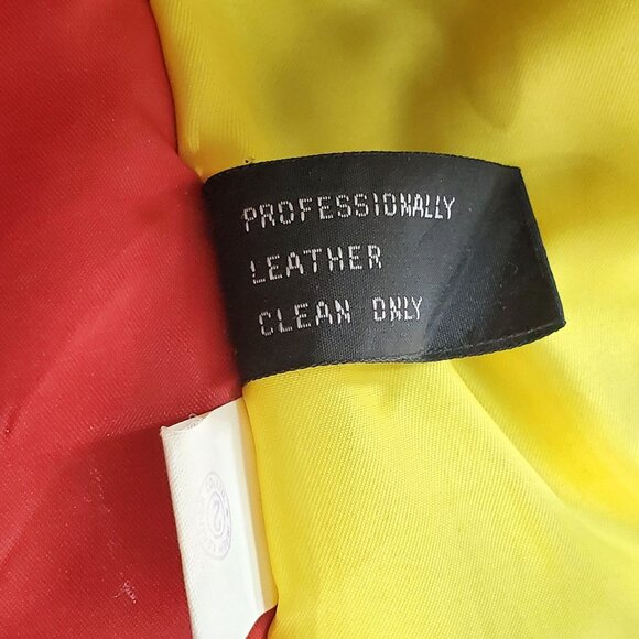 Vintage McDonalds Racing Team Large Leather Bomber Jacket Black Red Yellow - Picture 8 of 16